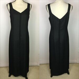 Positive Attitude Overlay Maxi Dress Size 8 Womans Black Sleeveless Front Slit